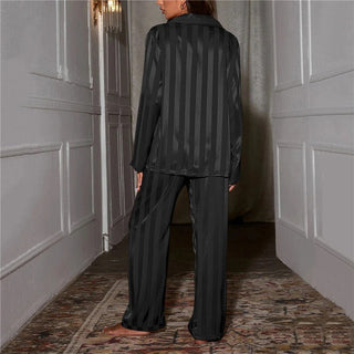 Women's Satin Pajama Set with Soft Silky Long-Sleeve & Elastic Waist
