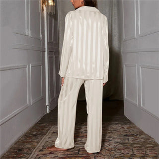 Women's Satin Pajama Set with Soft Silky Long-Sleeve & Elastic Waist