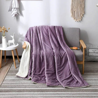 Comfy Reversible Flannel Sherpa Blanket with Plush Cashmere Feel