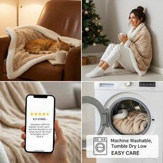 Sherpa Fleece Throw Blanket – Cable Knit with Dual-Sided Softness