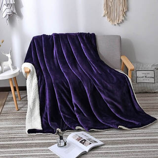 Comfy Reversible Flannel Sherpa Blanket with Plush Cashmere Feel