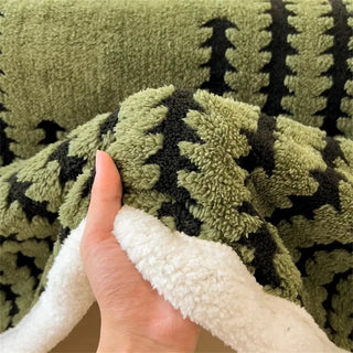 Cozy Dual-Sided Plush Blanket – Fishbone Jacquard & Sherpa Fleece
