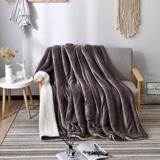 Comfy Reversible Flannel Sherpa Blanket with Plush Cashmere Feel