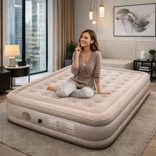 Premium Flocked Air Mattress with Type-C Rechargeable Pump