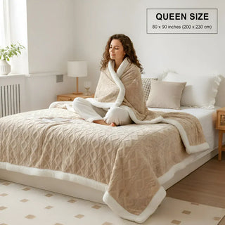 Sherpa Fleece Throw Blanket – Cable Knit with Dual-Sided Softness