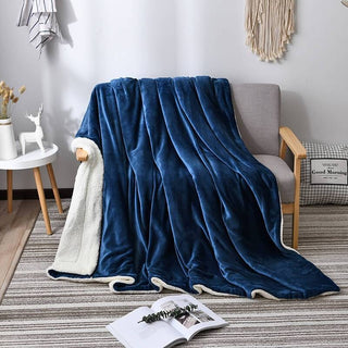 Comfy Reversible Flannel Sherpa Blanket with Plush Cashmere Feel