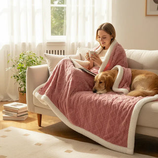 Sherpa Fleece Throw Blanket – Cable Knit with Dual-Sided Softness