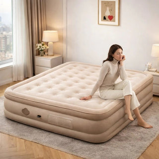 Premium Flocked Air Mattress with Type-C Rechargeable Pump
