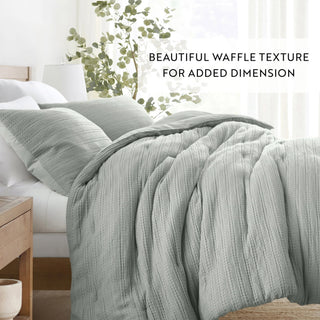 Luxury Waffle Comforter Set with Cozy Oversized 3-Piece & Shams