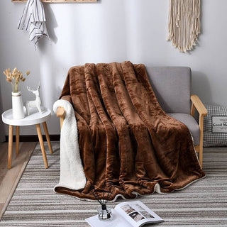 Comfy Reversible Flannel Sherpa Blanket with Plush Cashmere Feel