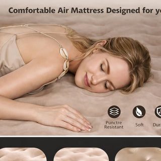 Premium Flocked Air Mattress with Type-C Rechargeable Pump