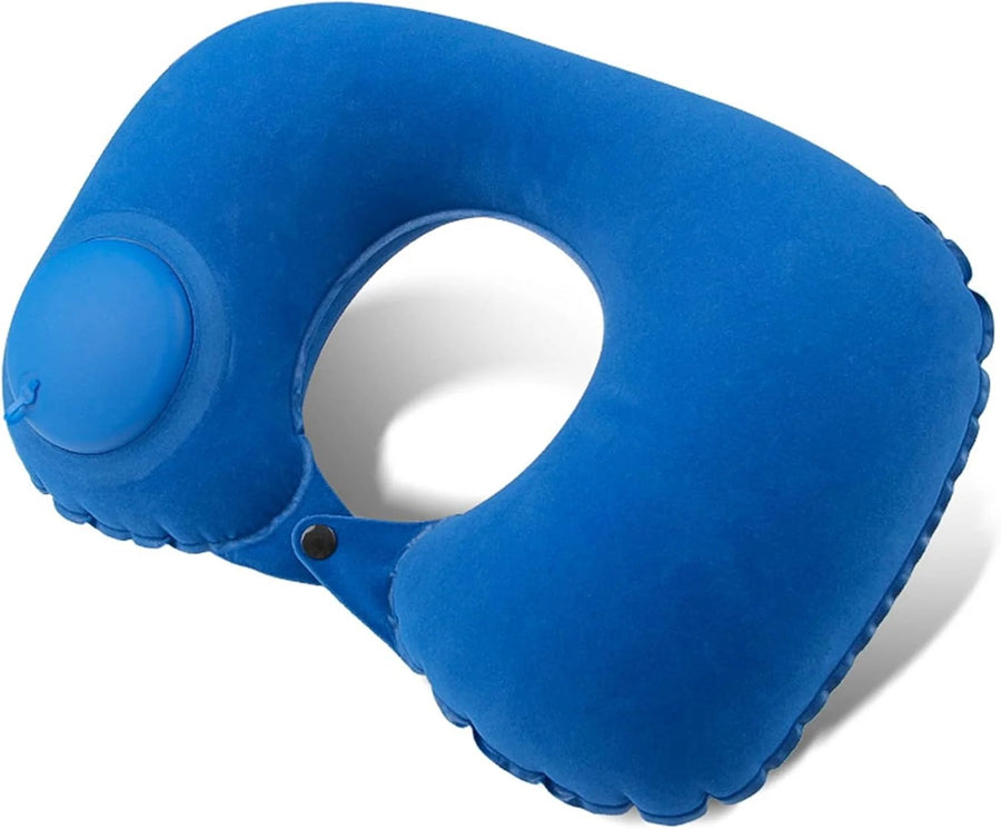 Inflatable Neck Travel Pillow with Built-in Hand Pump