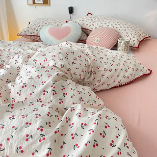 Retro Cherry Duvet Set with Charming Fruit Print