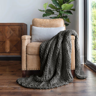 Chunky Knit Throw Blanket with Hypoallergenic Soft Acrylic