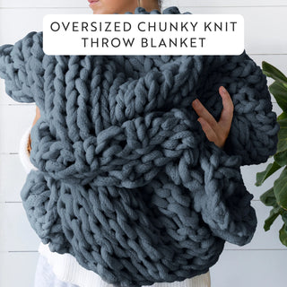 Chunky Knit Throw Blanket with Hypoallergenic Soft Acrylic