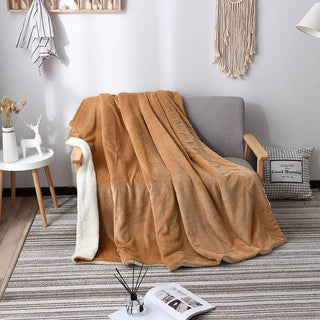 Comfy Reversible Flannel Sherpa Blanket with Plush Cashmere Feel