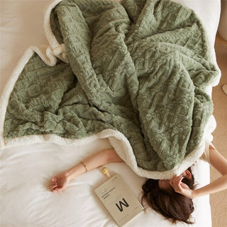 Warm Sherpa Fleece Blanket with Double-Sided 3D Pattern